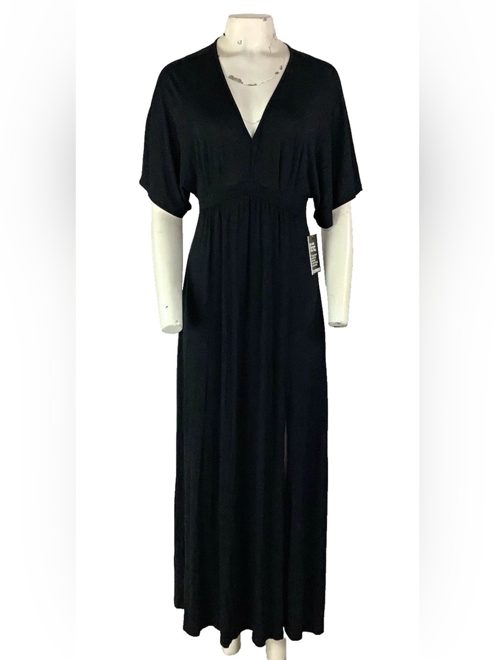 NWT Express Sz XS Maxi Fit Flare Jersey Pullon Witchy Whimsigoth Black Dress